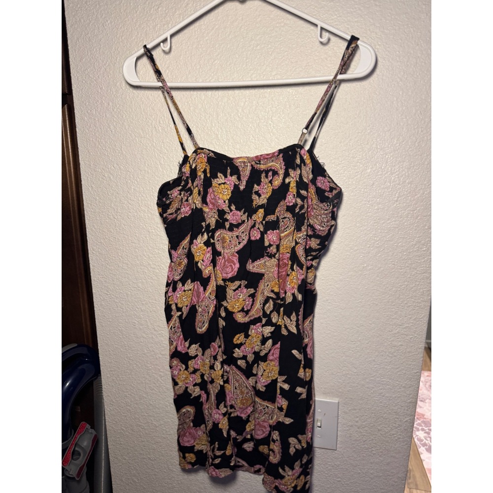 Billabong Paisley Floral Lace Trim Mini Dress Black Pink Boho MDD1VWIC - Picture 5 of 5